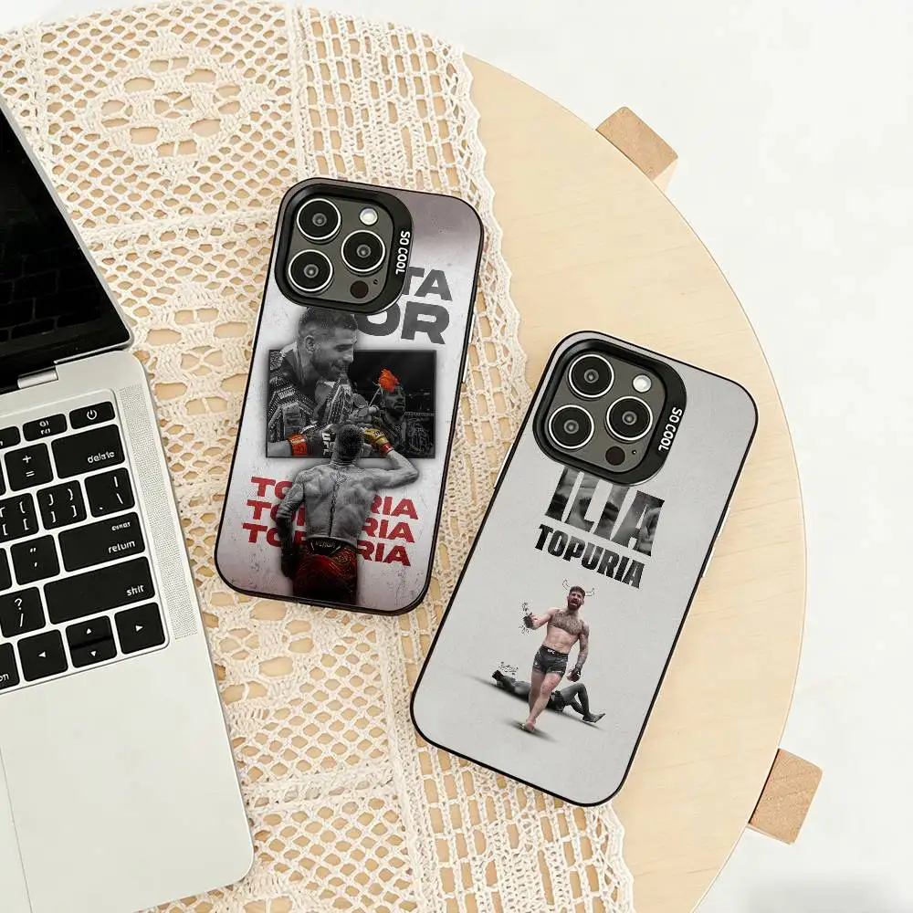 

b-Boxing I-Ilia Fighting Topuria Phone Case For iPhone 17,16,15,14,13,12,11 Plus,Pro Max,XS,Colored silver phone case