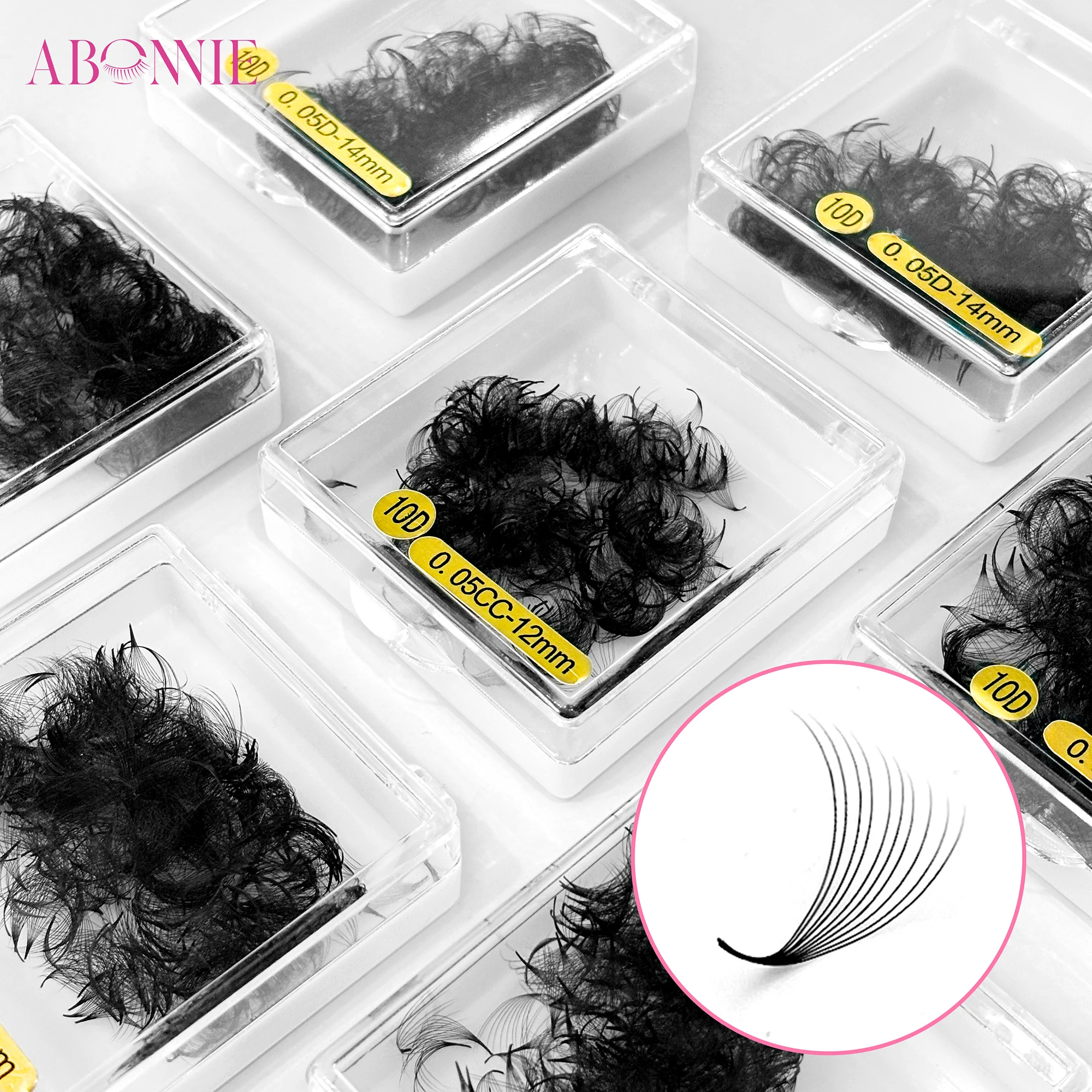 Abonnie 18mm Premade Volume Fan Pointy Base Fans Mega Volume Premade Eyelashes Extensions