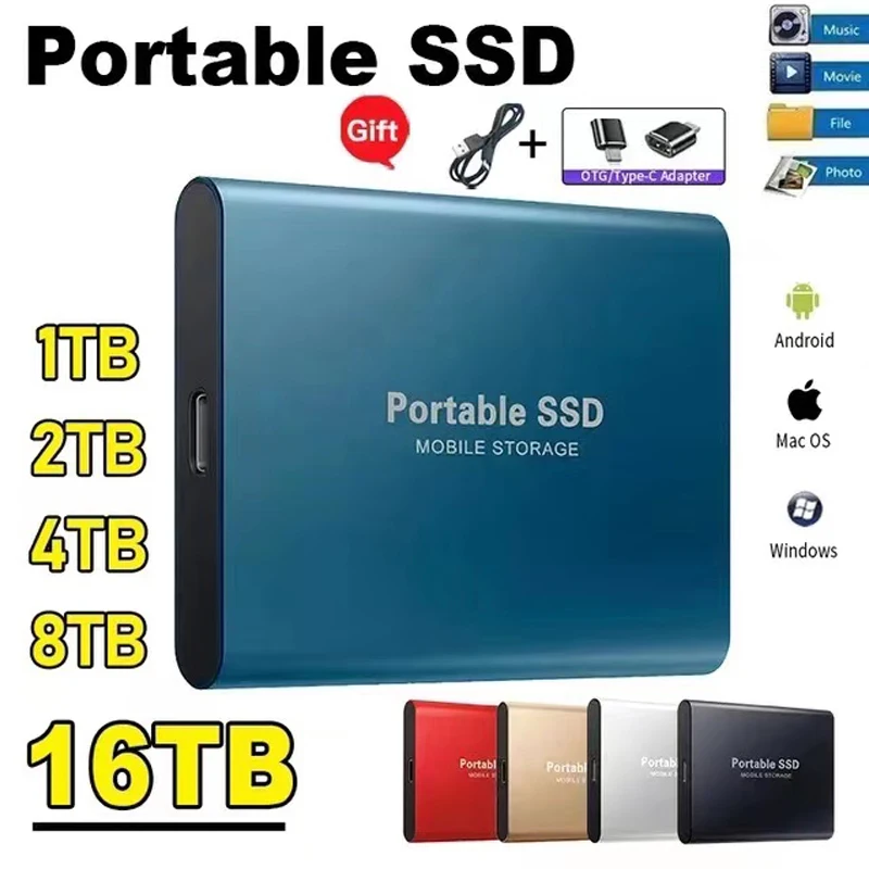 External SSD Hard Drive 1TB External Hard Disk 2TB High-Speed hard ssd USB 3.1 Mobile Solid State Drive for Notebook Laptop Mac