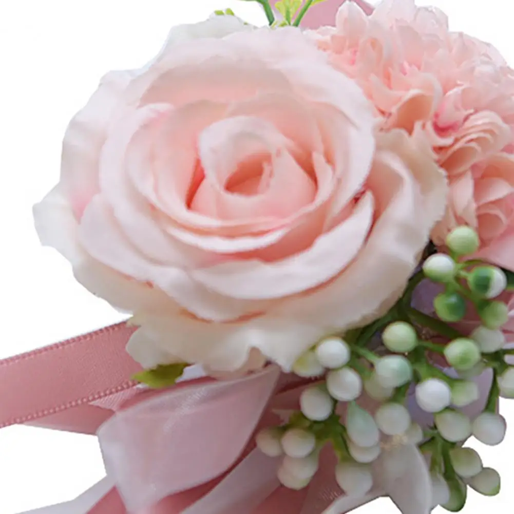 Wrist Flower Non-Fading Multi-color Decorate Wedding Corsage Bracelet Elegant Bride Groom Fake Wrist Corsage for Party