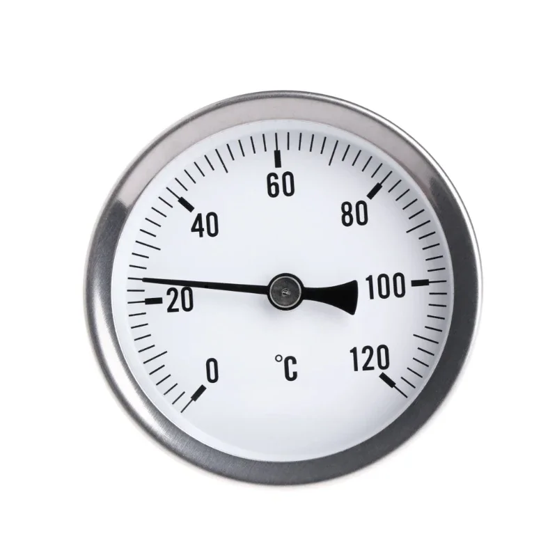 28GF Round Dial Horizontal Thermometer 63mm Aluminum Temperature Gauge Meter Suitable for Liquid Water Measure 0-120°C