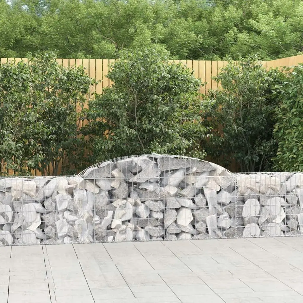 Galvanized Iron Arched Gabion Basket 118.1x11.8x23.6/31.5 - Durable Outdoor Garden Decor