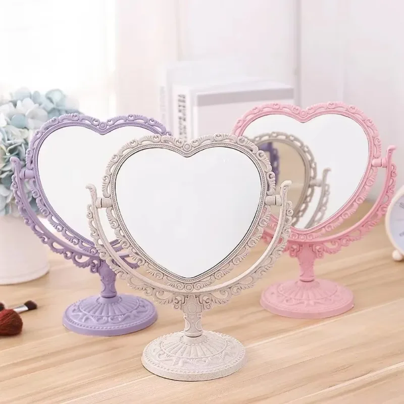 Lace Mirror Love Double-sided Vanity Mirror Portable Desktop Vanity Mirror Beauty Makeup Mirror Professional Make Up Tools