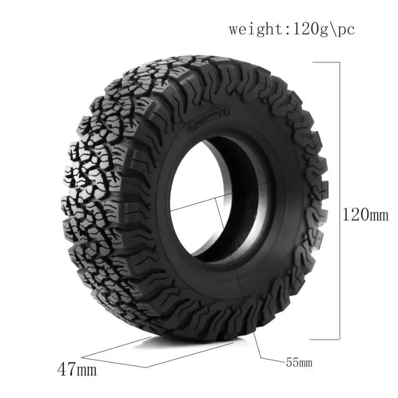 

RC 120*47mm 4PCS 2.2" Rubber Mud Wheel Tires for 1:10 RC Crawler Car Axial SCX10