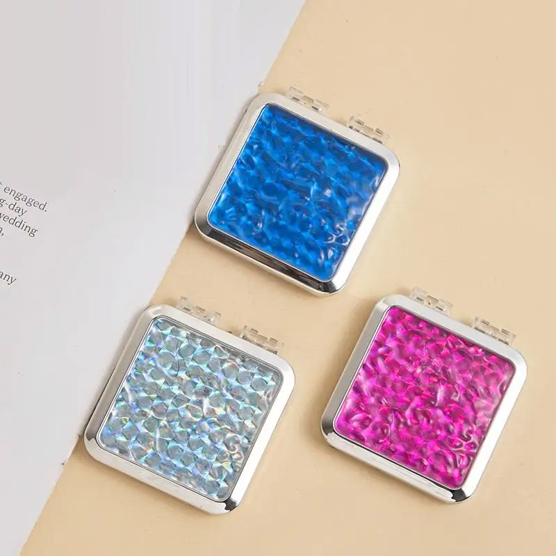 1pc 물결무늬 양면 거울, 접이식 화장 거울, 휴대용 컴팩트 및 휴대용 데스크탑 드레싱 거울 뷰티 미러