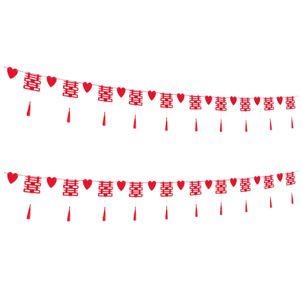 

2Set Chinese Style Xi Character Tassel Hanging Ornaments Wedding Room Decorations Red Wall Decor Traditional Wedding Party