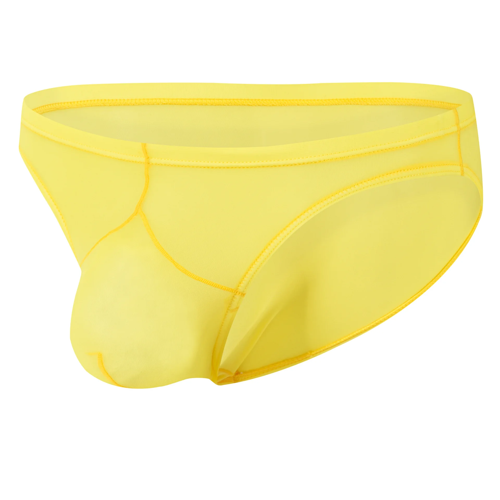 Sheer Ice Silk Bulge Brief for Men Sexy Low Rise U Convex Pouch Underwear Thin Transparent Sports Underpants Daily Wear Knickers