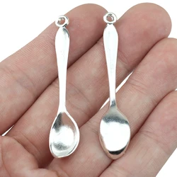 10Pieces /lot 11x55mm Antique Silver Color Spoon Charms Jewelry diy Handmade Crafrt Pendant  Wholsesale