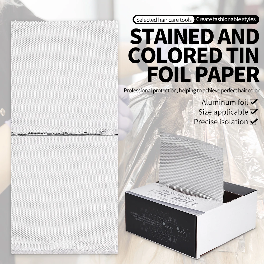 

Professional 300pcs Box Aluminum Foil Sheets for Hairdressing, Nail Polish Removal & Hair Treatment Tool for Salon Home Use