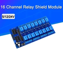 16 Channel Relay Shield Module DC 5V 12V 24V with Optocoupler LM2576 Microcontrollers Interface Power Relay For Arduino DIY Kit