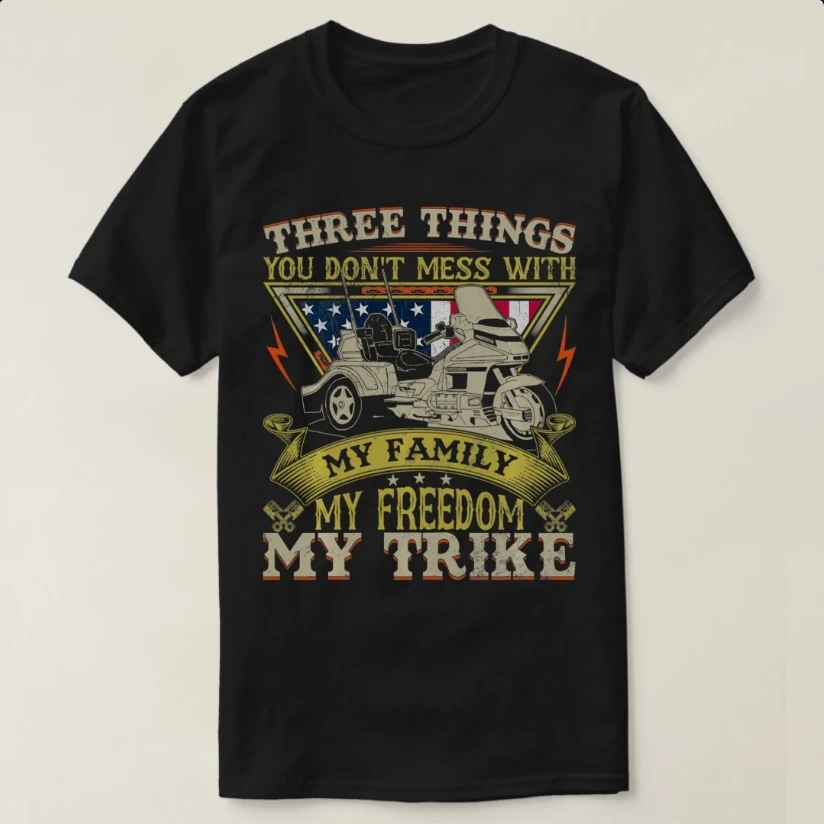

Motorcycle Trike American Flag Biker Rules T-Shirt 100% Cotton O-Neck Short Sleeve Summer Casual Mens T-shirt Streetwear