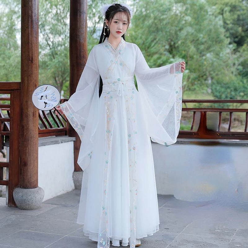 Hanfu พื้นบ้านเครื่องแต่งกายเต้นรำจีนแบบดั้งเดิมแห่งชาติ Fairy เครื่องแต่งกายโบราณ Han Dynasty Princess ชุดเวทีทุกวัน