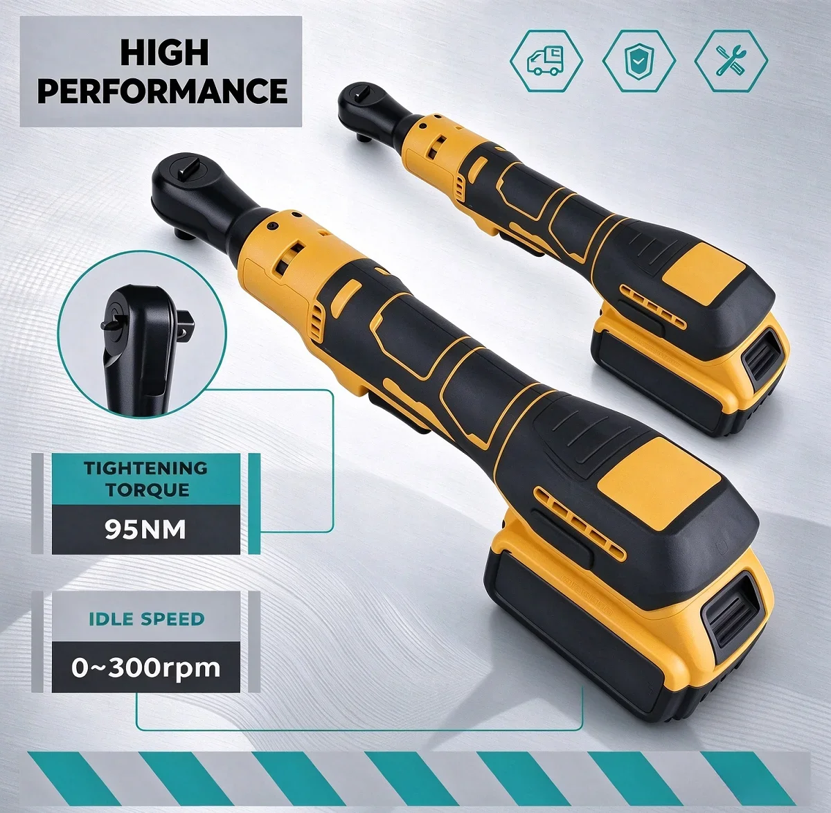 Cordless Ratchet Wrench Upgraded Extended Head Screw Nut Removal 220N.m 3/8