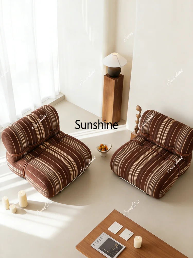 Nordic simple knitted strip fabric sofa single lounge chair