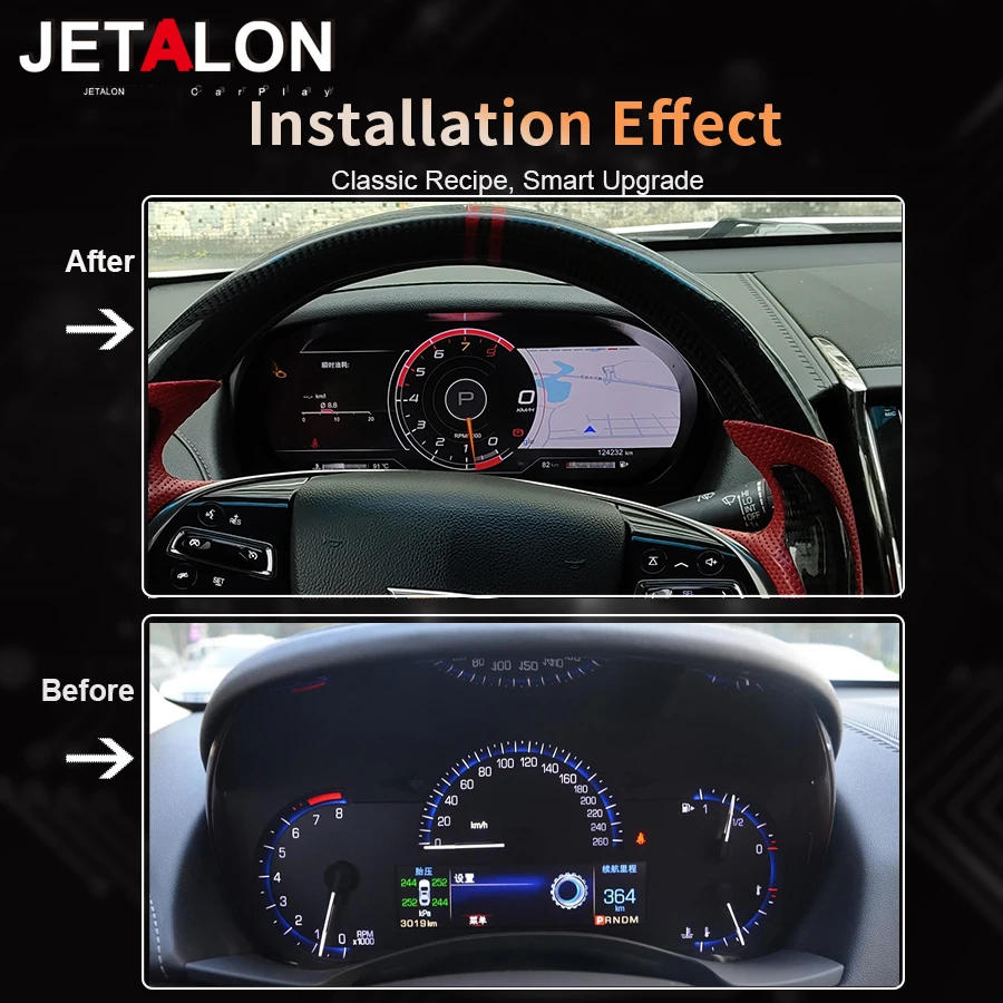 LCD Instrument Panel For Cadillac ATS 2014 2015 2016 2017 Digital Dashboard Speedometer Carplay Virtual Cockpit Tachometer 12.3