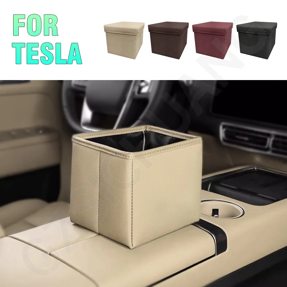 

Car Garbage Bin For Tesla Model Y S 3 2017 2018 2019 2020-2024 Foldable Waterproof Trash Can Inside The Car Interior Accessories