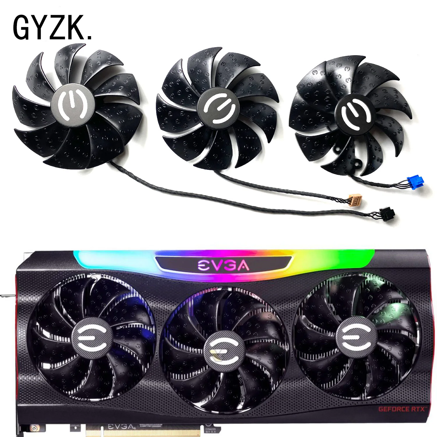 New For EVGA GeForce RTX3070 3070ti 3080 3080ti 3090 3090ti FTW3 BLACK Graphics Card Replacement Fan PLD09220S12H