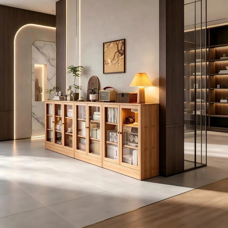 Display Cabinet Log Wind Short Cabinet Large Capacity Locker Storage Cabinet Floor Locker