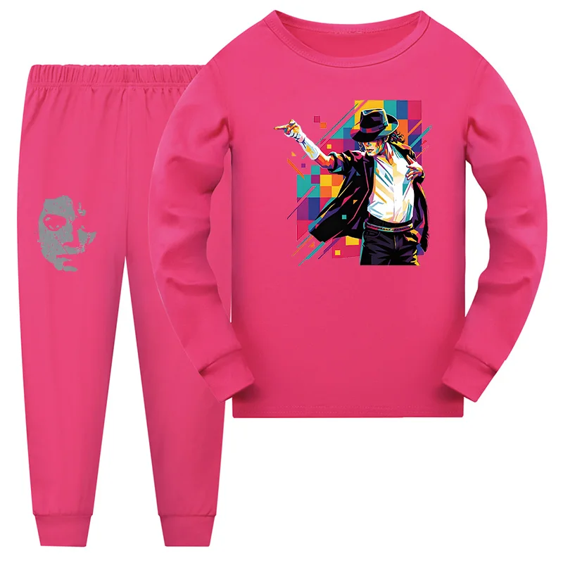 Neue Herbstkollektion: King of Pop Michael Jackson Lustiges Kleidungsset, Kinderkleidung, Mädchen-Pyjama-Set, Jungen-Schlafanzug, Nachtwäsche-Anzug – Detail 3