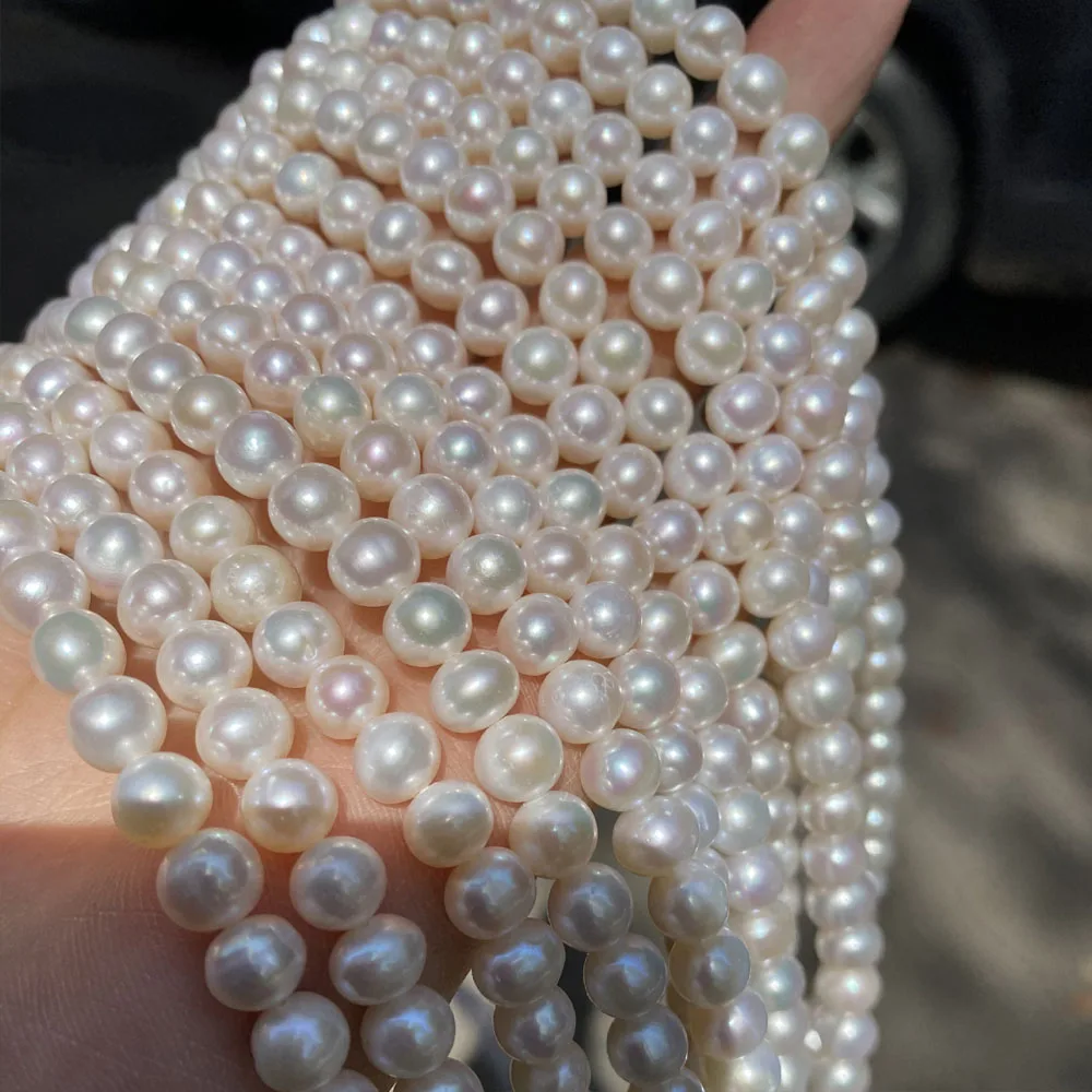 AAAA Grade Natural Freshwater Pearls near round Loose Beads for DIY Jewelry Making Necklace Accessories Gift