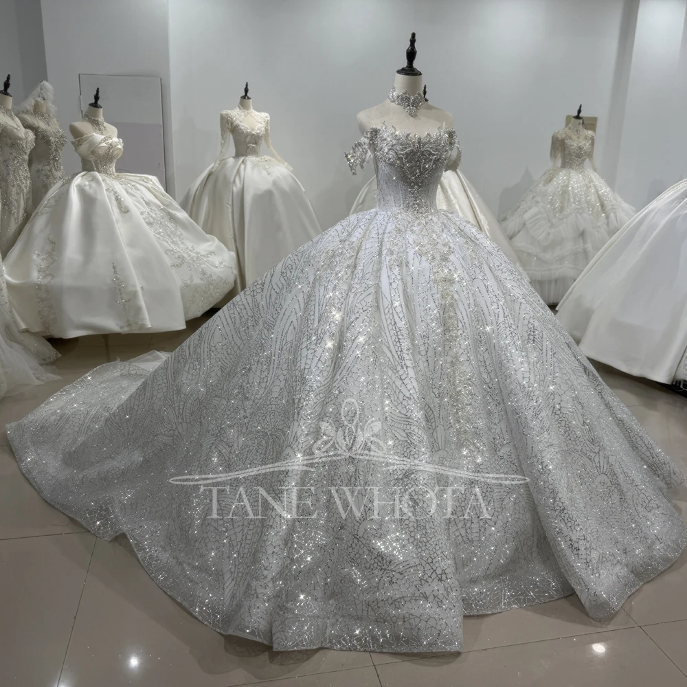 Vestidos De Novias Boda 2025 De Lujo Sweetheart Off Shoulder Lace Up Back Weeding Dress Sequined Beading Embroidery Bridal Dress