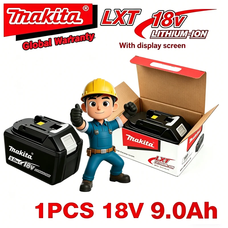 

18V 9.0Ah battery 2026 Genuine Makita with charger set for Makita 18V power tool DDF487 DTW700 GBA404 DUC150Z DHR183Z