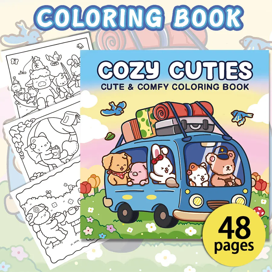Cozy Cuties Coloring Books, Charming Scenes, Easy Coloring, For Home Parent - Child DIY, Relax, Unwind, Boost Creativity