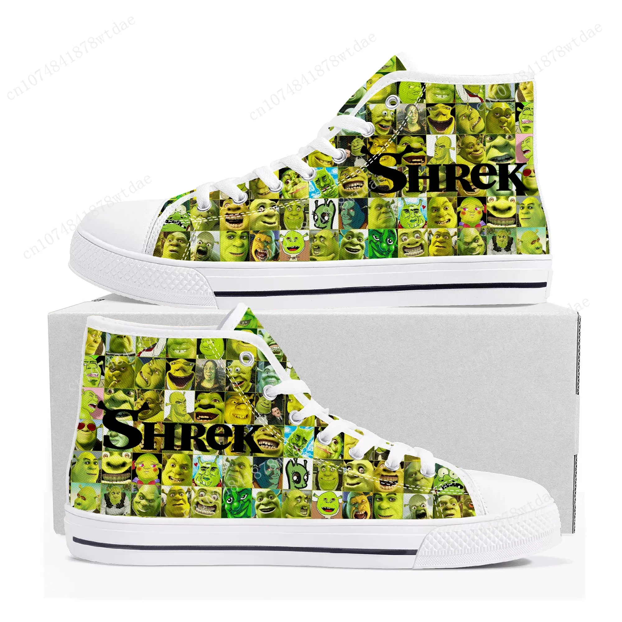 S-Shrek High Top Sneakers Mens Womens Teenager High Quality Canvas Sneaker Anime Cartoon Comics Manga Couple Customized Shoes