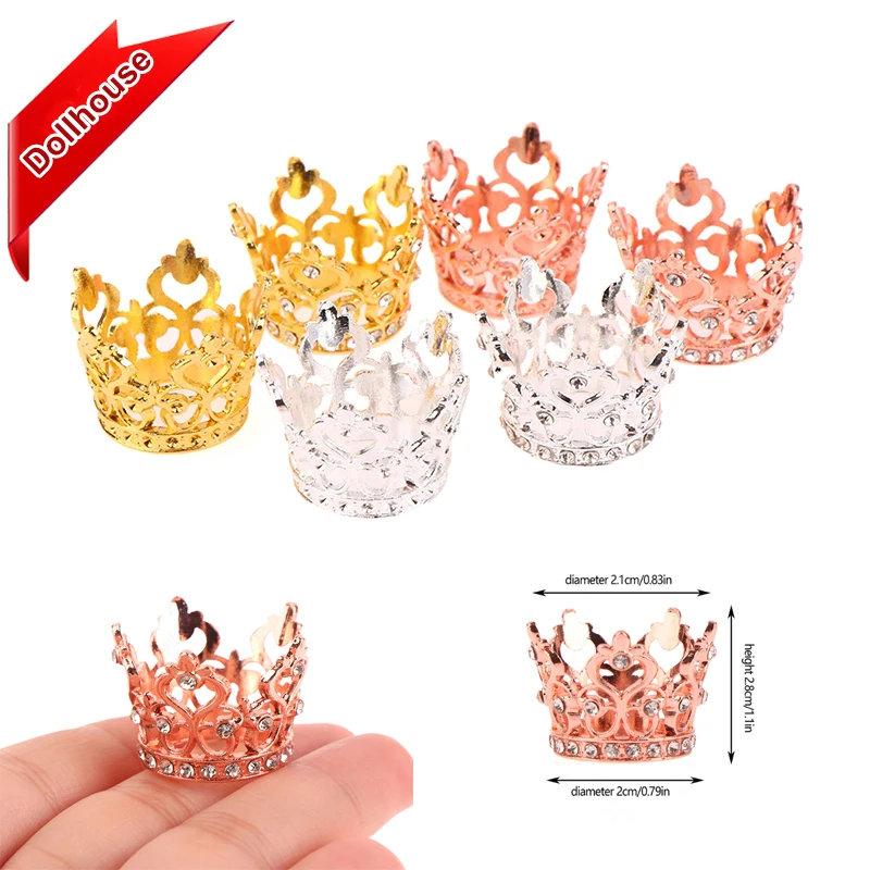 1/12 Dollhouse Mini Princess Crown Dollhouse Simulation Rhinestone Crowns Small Tiara Dolls House Decoration Accessories