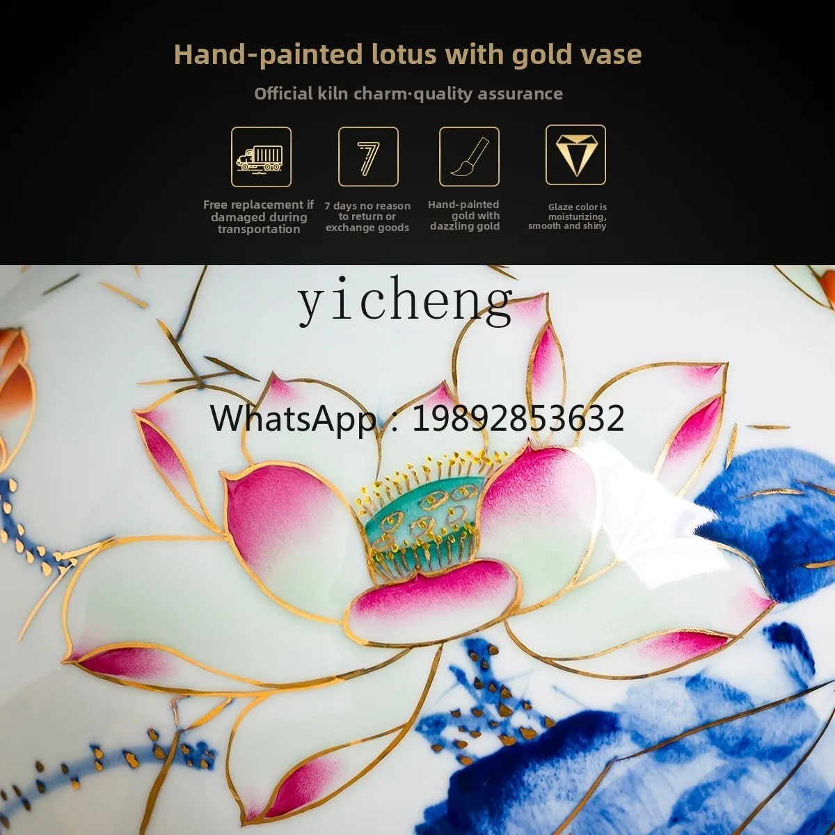 AB ceramic vase, lotus flower gold-painted pomegranate vase ornament, new Chinese-style living room interior creative decoration