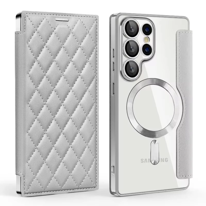

Magnetic Card Holder Leather Case For Samsung S25 Ultra S24 S23 FE S22 A56 A55 A36 A35 A16 A06 A05s Wireless Charge Hard Cover