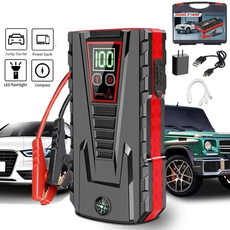 Arrancador de Coches Portátil de 6000 mAh, Banco de Energía con Pico de 5000 A, Carga de 12 V, Equipo de Arranque Automático, Batería de Emergencia para Coches Diésel