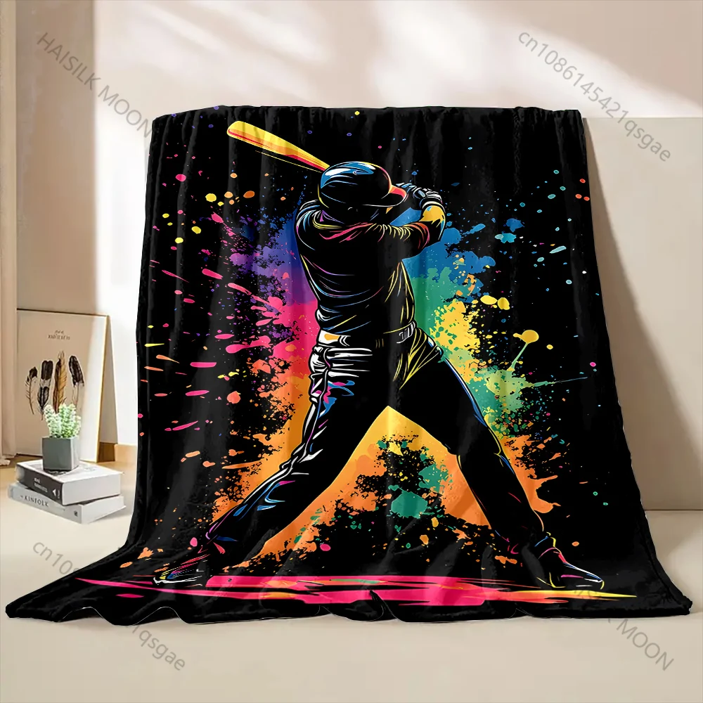 Baseball swing colorful backdrop Print Adult Children Warm Blankets Home Travel Car Soft Comfortable Suitable for all seasons