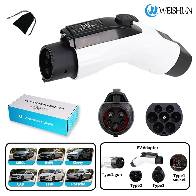 

Type2 to Type1 EV Charger Adapter 16A 32A Electric Vehicle Charging Connector for Type2 to Type1 Car Charger