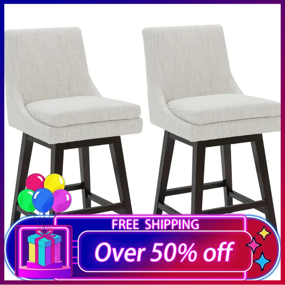 

Bar Stools Set of 2, Counter Height Swivel Barstools, FSC Certified Morden Upholstered Fabric Counter Chairs with Back Support