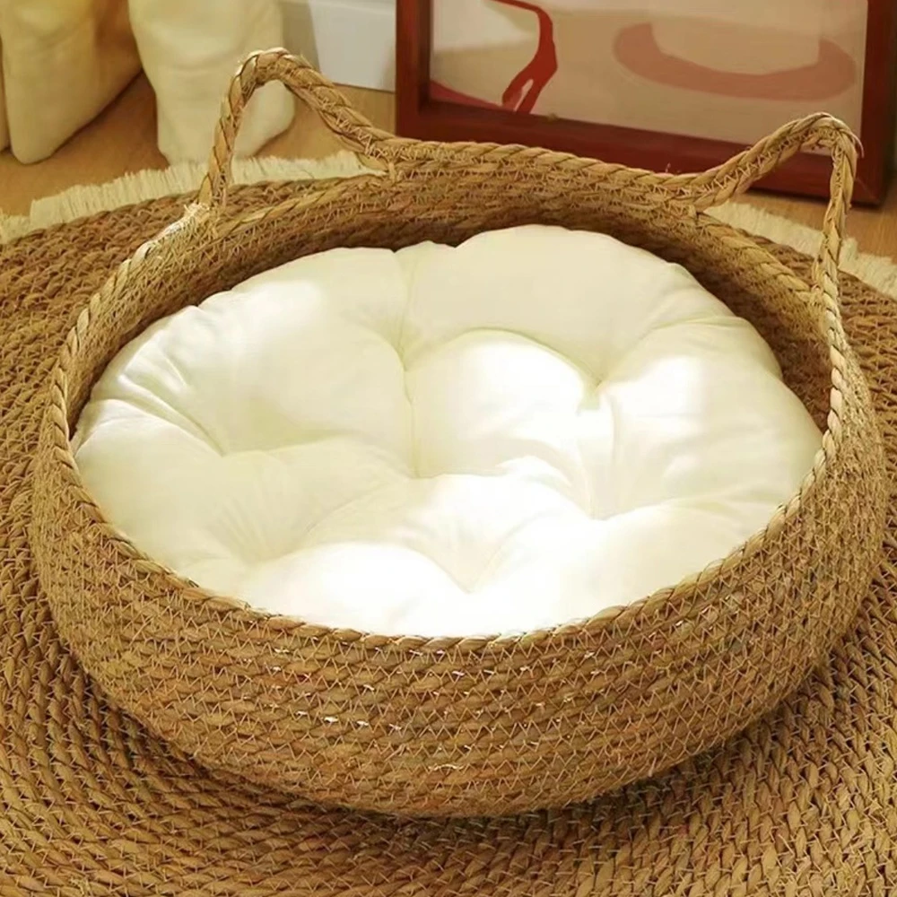 Cat nest pet nest hand-woven four-season rattan cat bed removable and washable four-season pet supplies heating pad