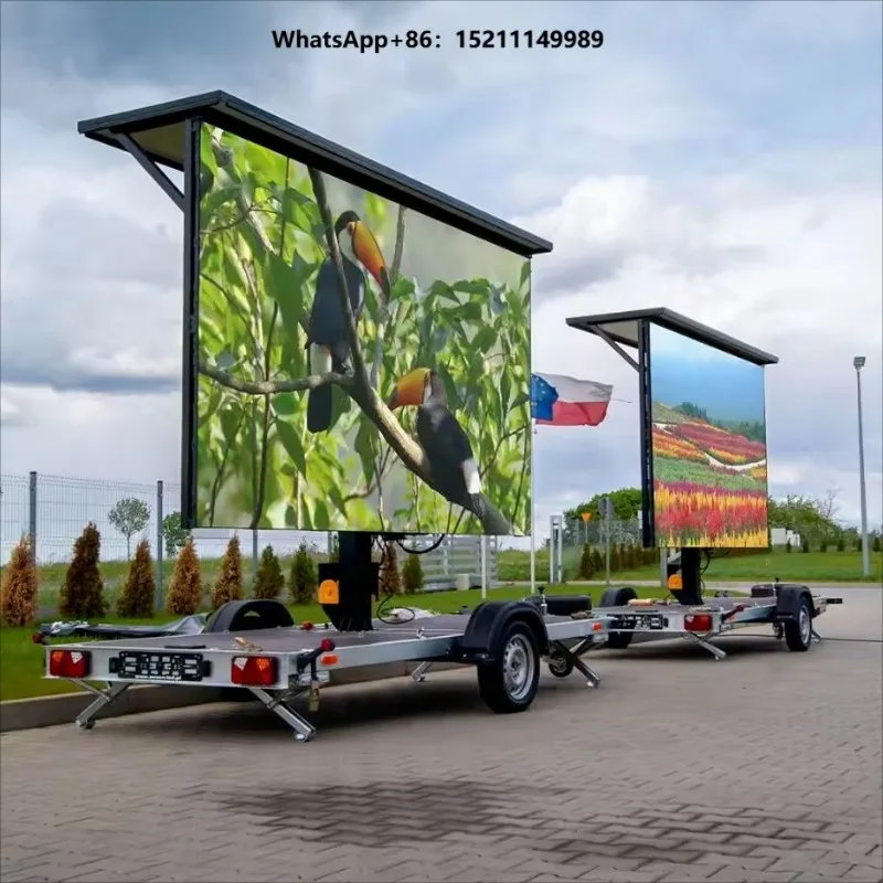 Customized Outdoor Energy Saving Advertising Mobile Full Color LED Billboard Trailer 4000x2000mm Screen 7000cd Brightness