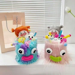 Korean Funny Fluffy Plush Monster Flowers For Kawaii Action Figure Winter Warm Give Girl Friend Gift