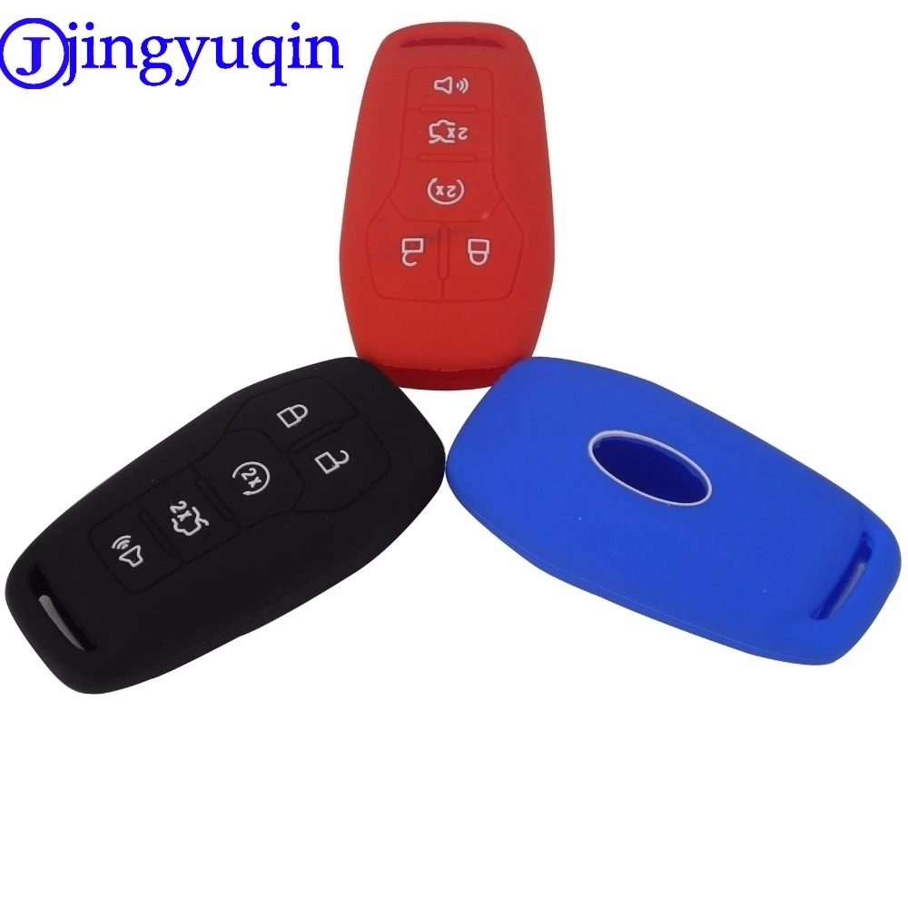 jingyuqin Remote 5 Buttons Silicone Car Key Cover Case For FORD EXPLORER Fusion Mustang F150 For Lincoln MKZ MKC Smart Key