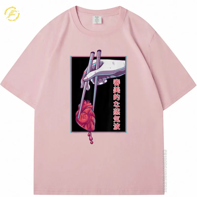

Aesthetic Vaporwave T Shirts For Man Futurism Anime Heart Otaku XXL T-Shirt Harajuku Japanese Vintage Clothing Custom Shirt