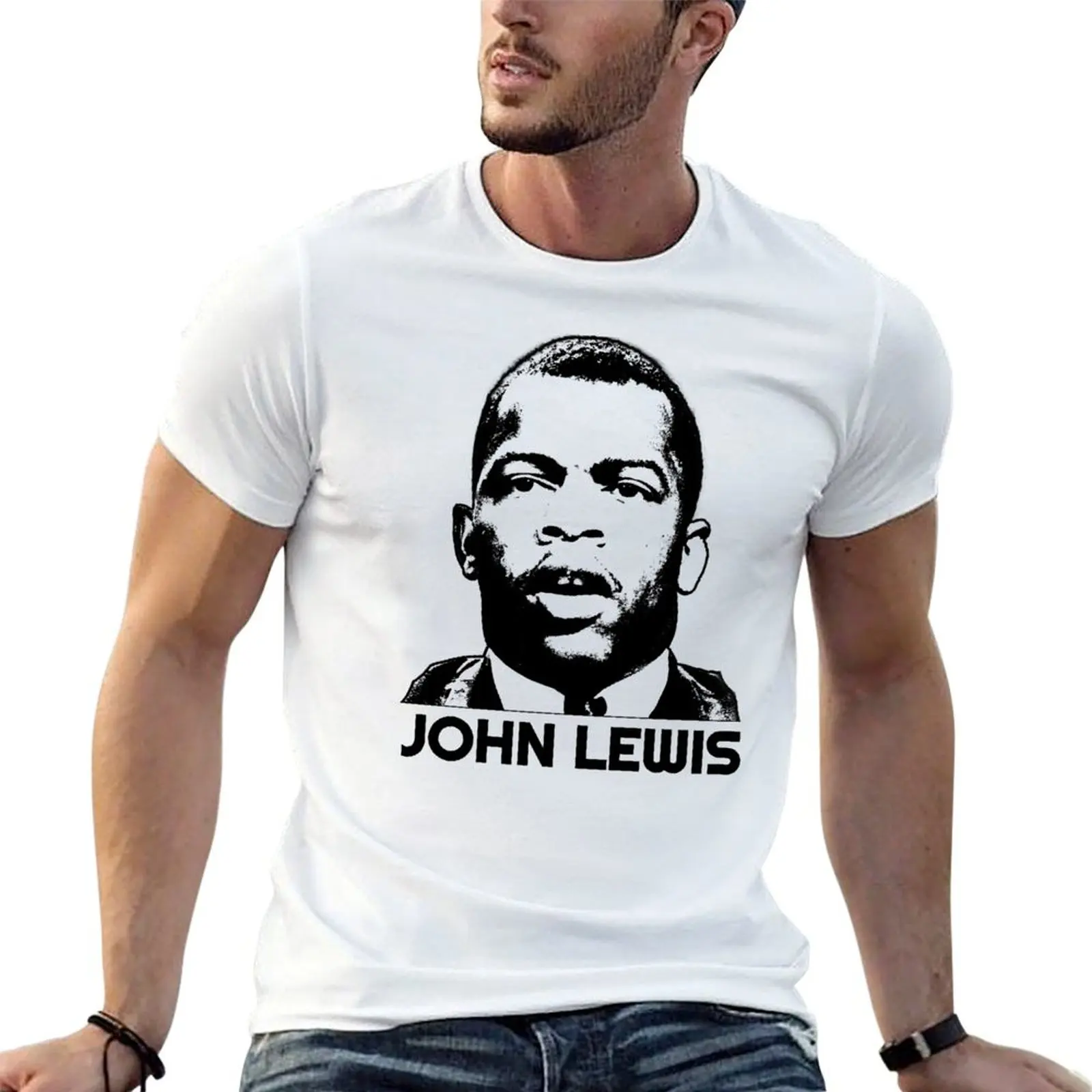 T-shirt du député John Lewis, t-shirt uni pour homme, t-shirt graphique coupe slim pour homme