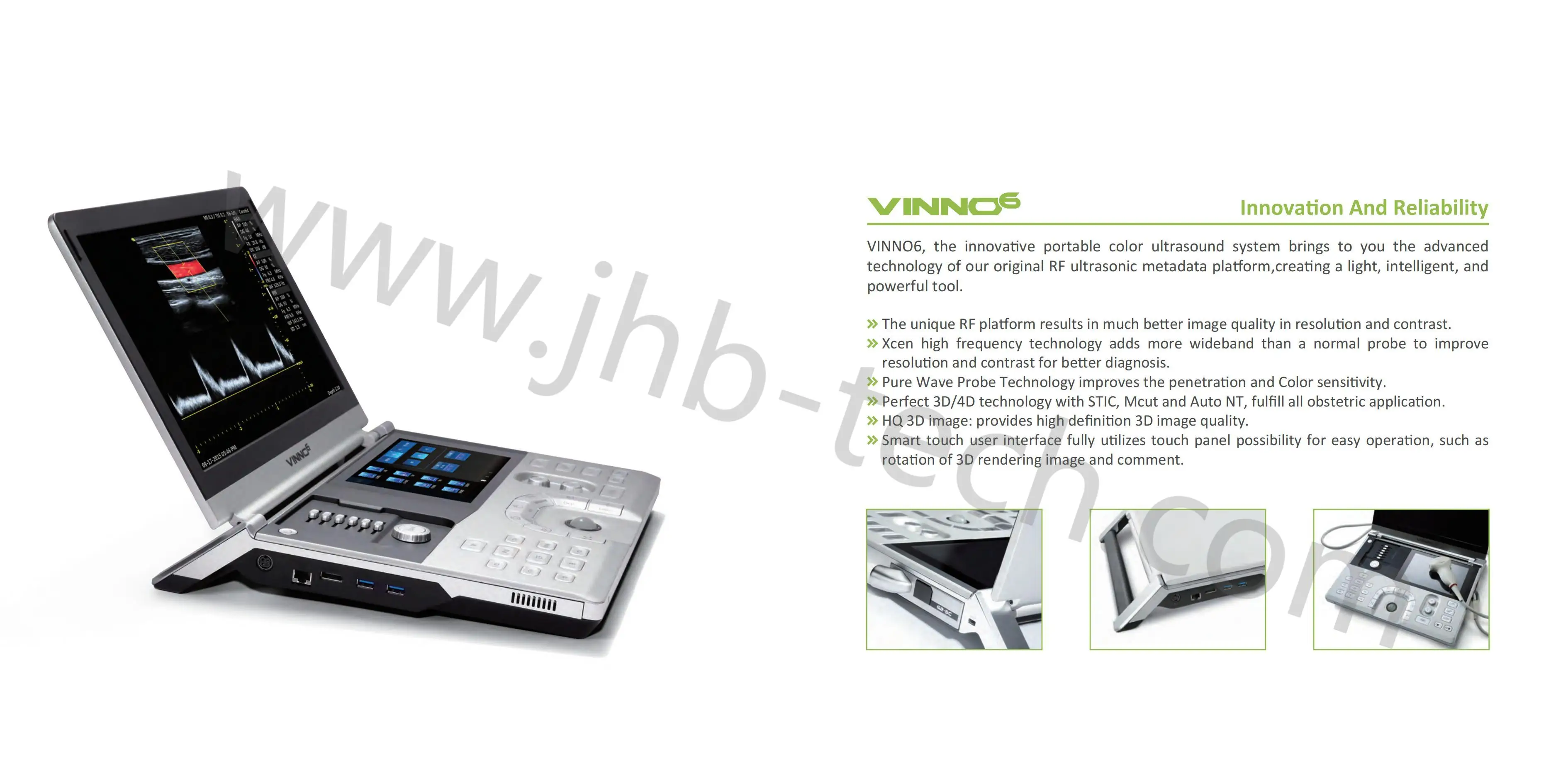 VINNO 6 Medical Ultrasound ultrasonic Instruments, Portable Color Doppler 4D Ultrasound Machine