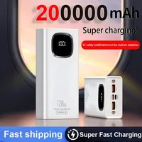 200000mAh Power Bank Ultra-long Battery 120W Super Fast Charging Lighting Large Capacity Outdoor Powerbank for Samsung Iphone