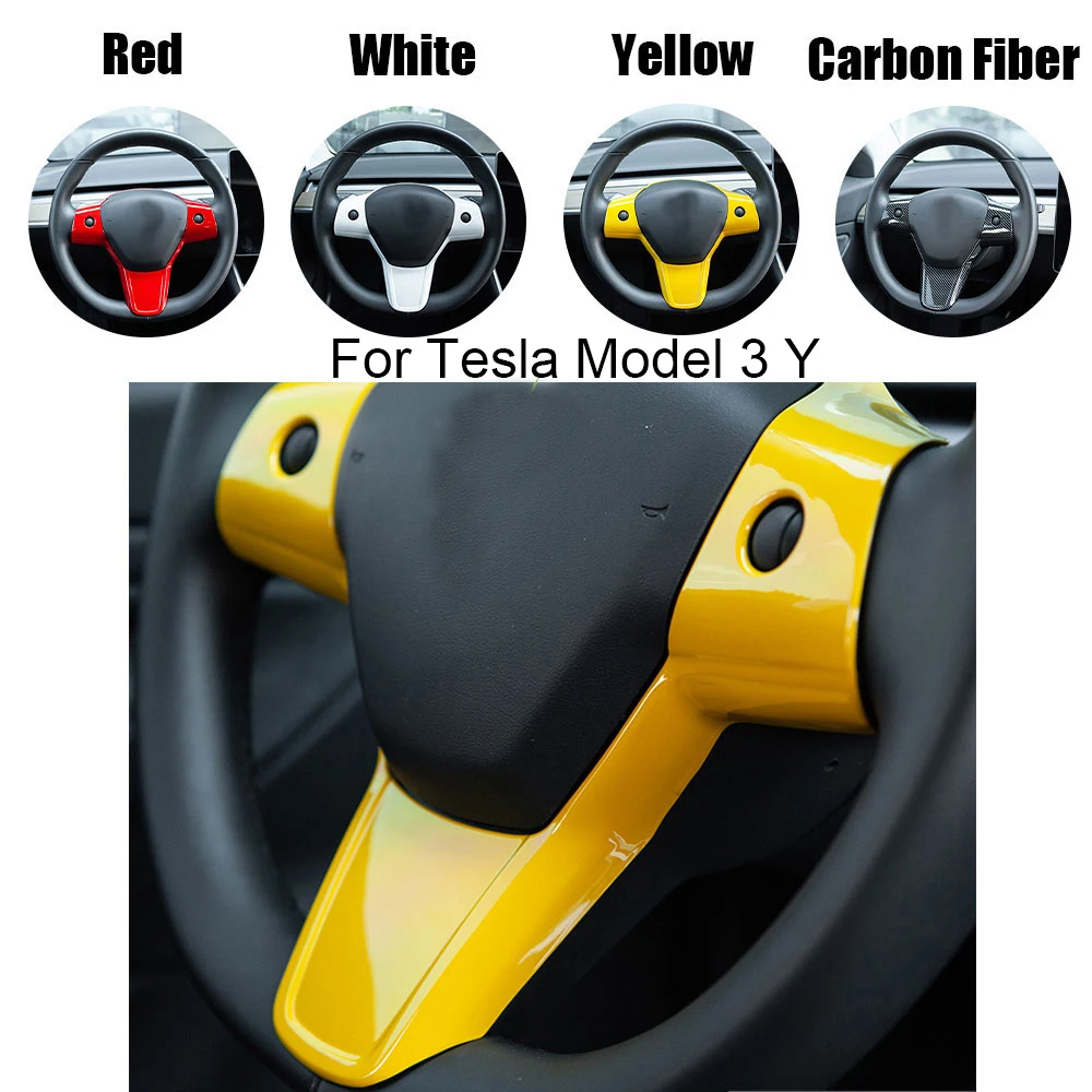 For Tesla Model 3 17-23 Model Y Integrated Steering Wheel Stitch on Wrap Cover Trim Sticker 4 Colors