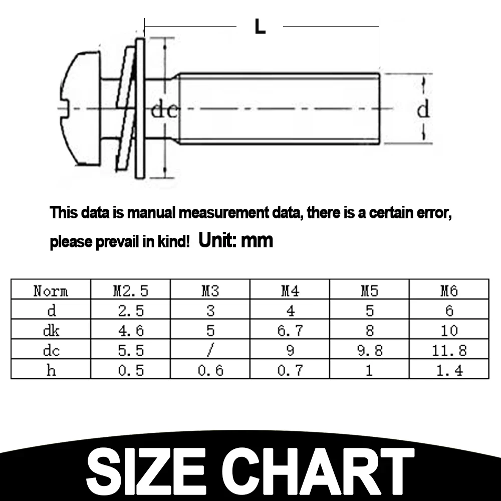 Color Zinc Phillips Round Head Three Combination Screw Plated Carbon Steel Round Head Screw Washer Spring Washer Three Combinate