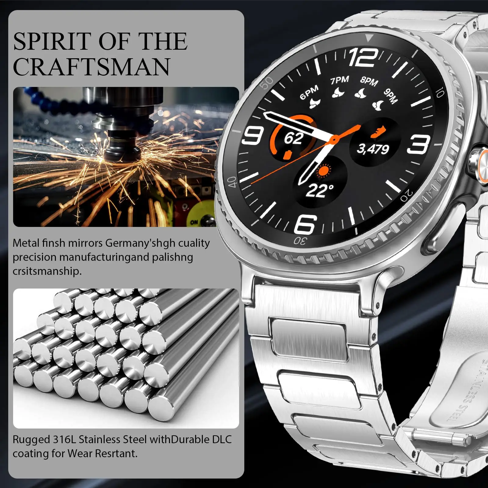 Stainless Steel Band for Samsung Galaxy Watch 8 Classic 8 44mm Luxury Metal No Gaps Strap for Watch 8 40mm Bracelet Watchband