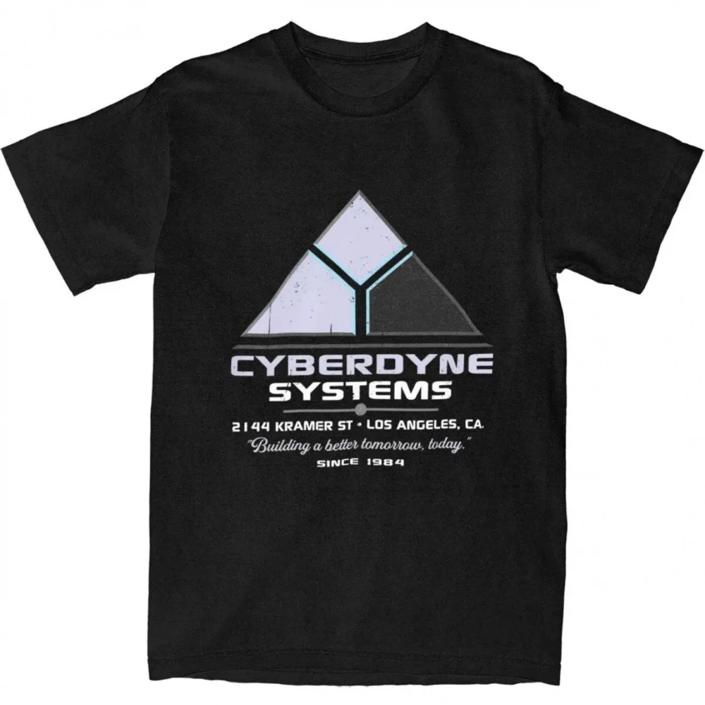 Herren Cyberdyne Systems Logo T-Shirt mit Terminator-inspiriertem Slogan-Design, 100% Baumwolle, Y2K Retro-Futuristische Casual Streetwear