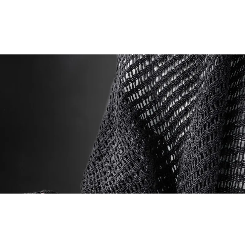 Black Small Mesh Openwork Knitted Texture Three-dimensional Spring and Summer Cardigan Sweater Fabric Fashion Designer Fabric