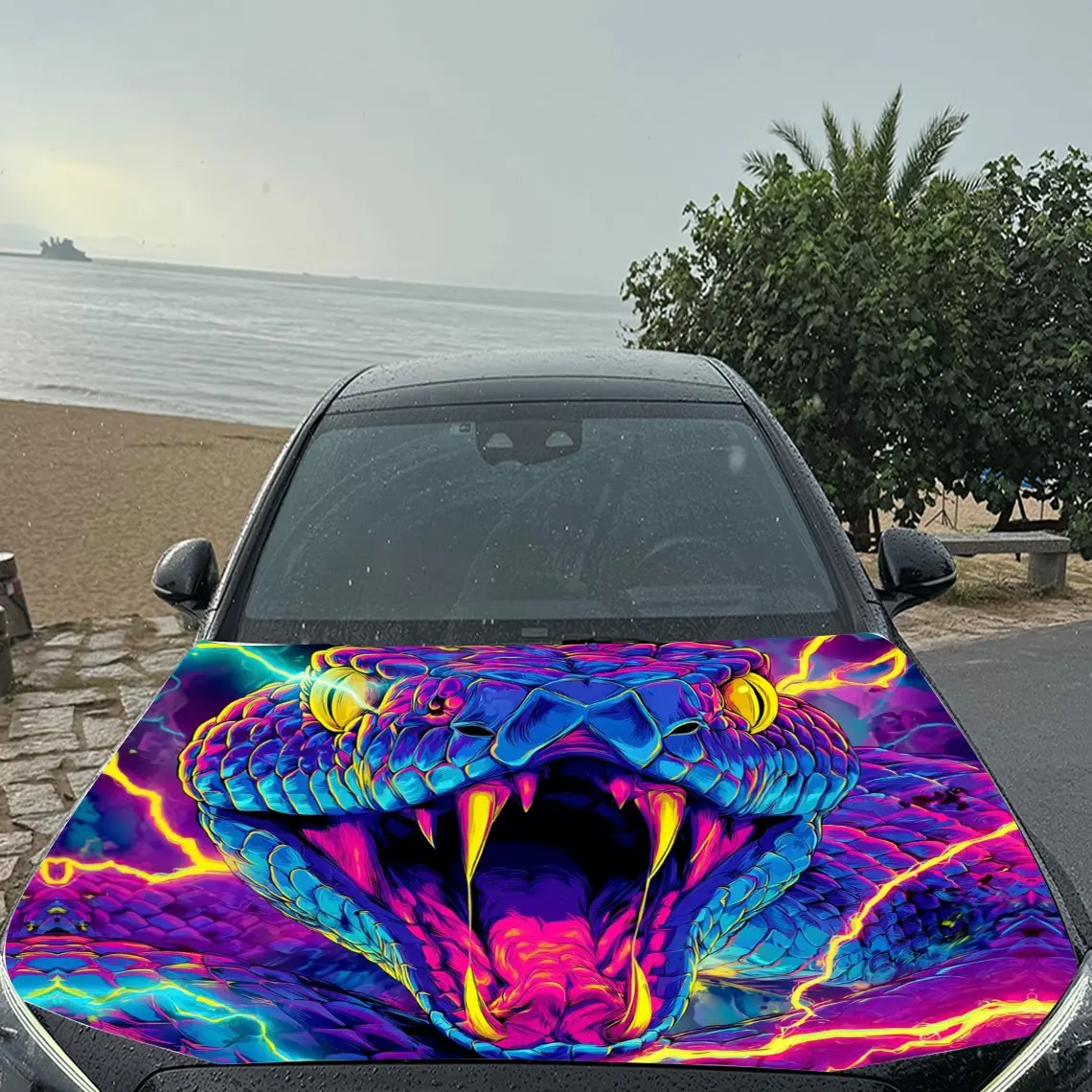 غلاف فينيل للسيارة الملون الشرس بيثون، ملصق غطاء محرك السيارة المقاوم للماء من مادة PVC، ملصق ذاتي اللصق مقاوم للخدش #5