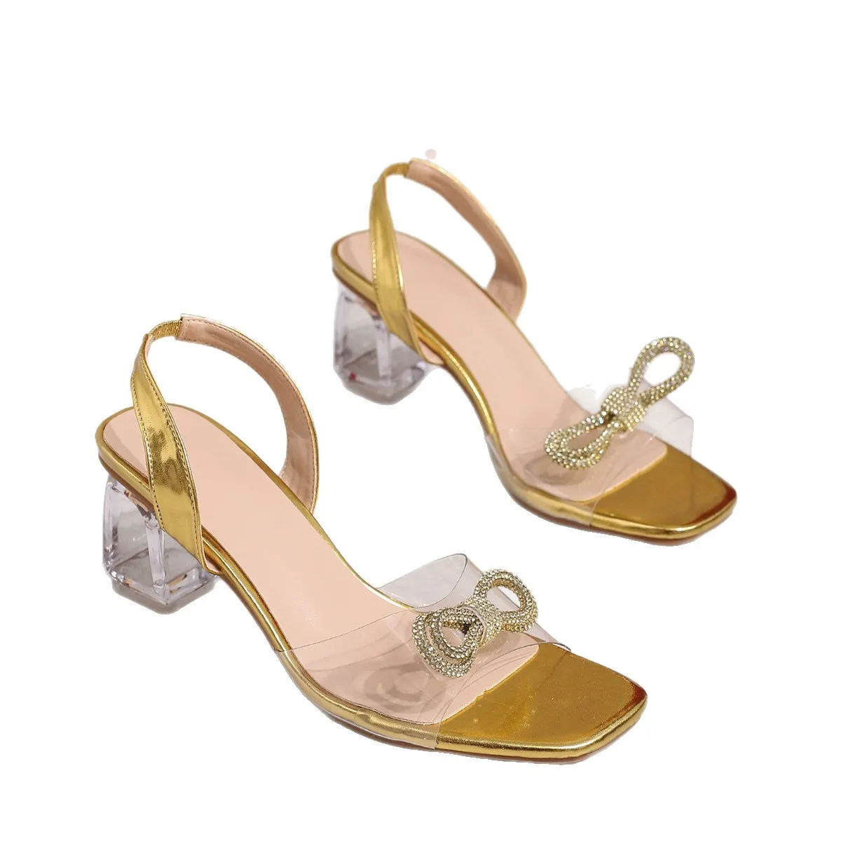 

New summer fashion sweet sandals for women with transparent one-piece thick wedge-shaped thick rubber sole